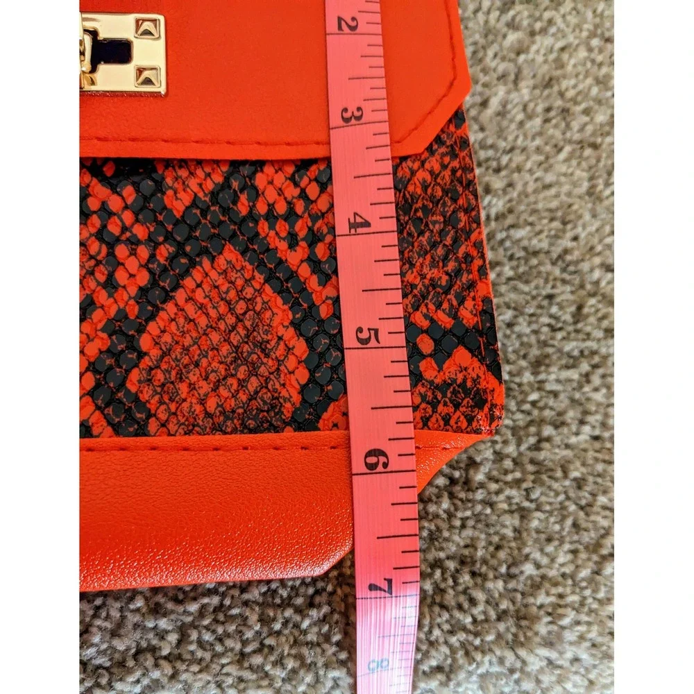 Snakeskin Red‎ Crossbody Bag Gold Chain Strap Party Clutch PU Leather NEW